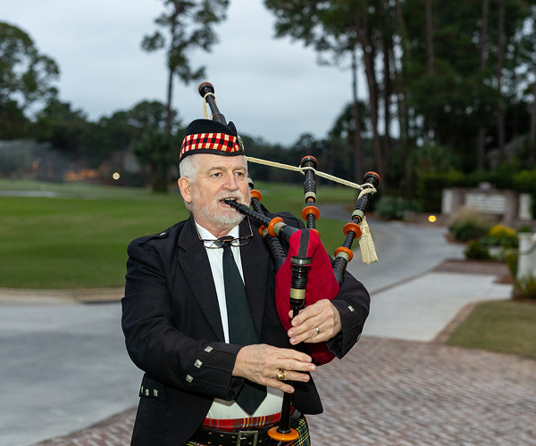 Guests were welcomed to the final event at Harbour Town Clubhouse with music from a traditional bagpiper